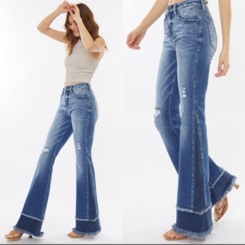 The MONICA Double Frayed Hem Flare - Picture 2 of 5
